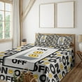 thumbnail image 1 of Ambesonne Emoji Fitted & Top Sheet Set with Sham, On Off Lettering Funny Faces, White Mustard Dark Grey, 1 of 5