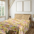 thumbnail image 1 of Ambesonne Emoji Fitted & Top Sheet Set with Shams, Garden Flowers Love Writing, White Mustard and Dried Rose, 1 of 5