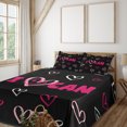 thumbnail image 1 of Emoji Sheet Set, Modern I Can Writing Simple Design Delicate Heart Pattern and Funny Face, Fitted & Flat Sheet with Pillowcase Bedding Accent 4 Pcs Set, Full, Charcoal Grey Hot Pink, by Ambesonne, 1 of 5
