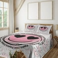 thumbnail image 1 of Ambesonne Emoji Fitted & Top Sheet Set with Sham, Funny Face Pink Power Writing, Off White Pale Pink Black, 1 of 5