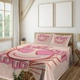 thumbnail image 1 of Ambesonne Emoji Fitted & Top Sheet Set with Sham, Romantic Love Out Loud Phrase, Pastel Pink Champagne, 1 of 5