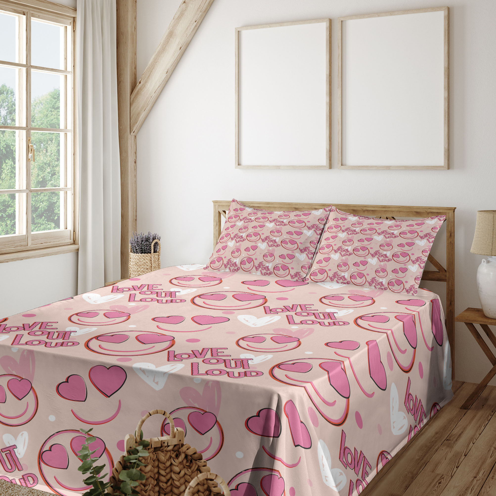 Numbers Of Happy Emojis Fitted Bedsheet
