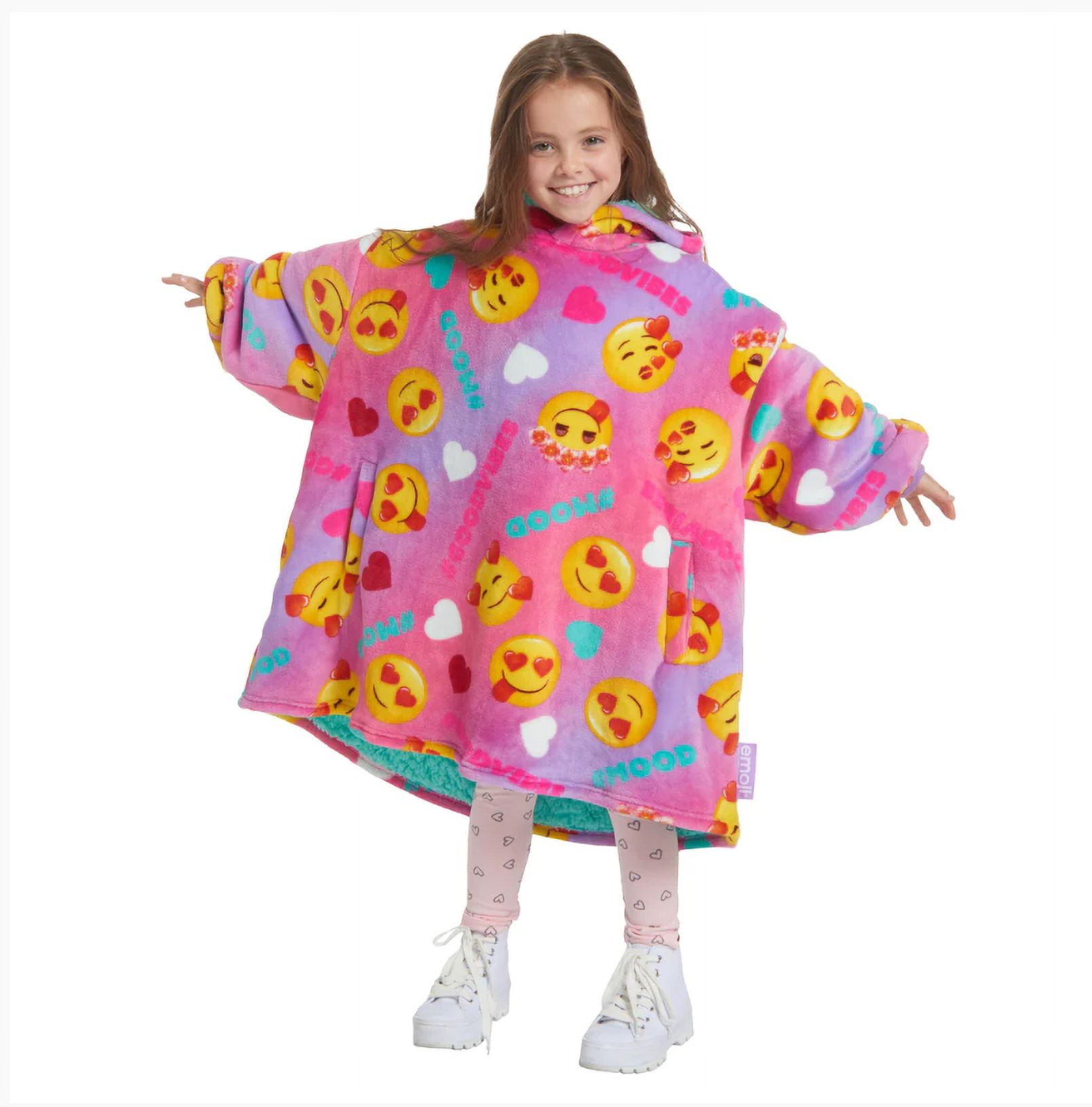 Emoji The Way Big Hoodie Girls Oversize Plush Hoodie Pink OSFM Walmart