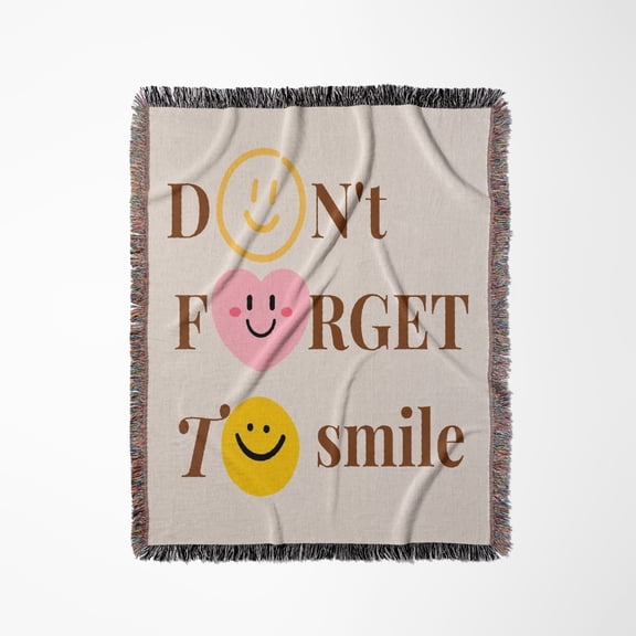 Emoji With Text Of Dont Forget To Smile, Woven Blanket