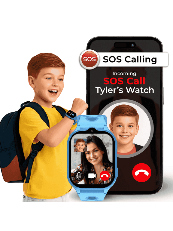 GPS Smartwatch for Kids with 4G Calling and Video Call, SOS Button, Parental Controls – Safe Phone Watch for Children, Blue