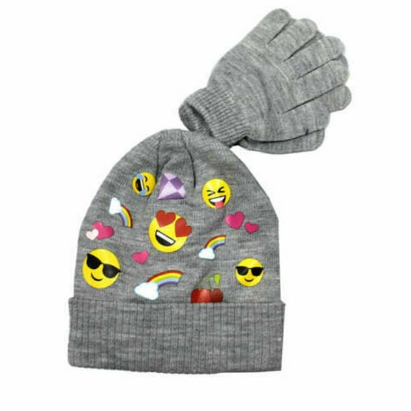 Emojicon Little Girls Beanie and Gloves Set (4-6)