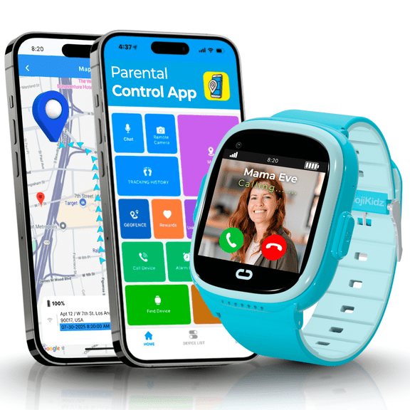 EmojiKidz Kids Smartwatch with GPS, Parental Controls, Calls & Texts, SOS, Smart Watch for Kids, Blocked Unknown Callers, (Blue)