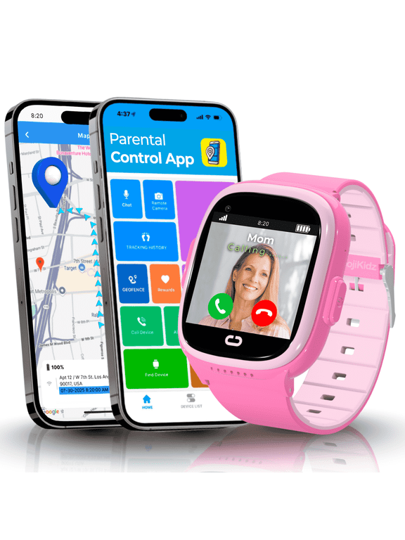 Kids Smartwatch Pink, GPS Calling, Camera, School Mode, 1.5 in Display