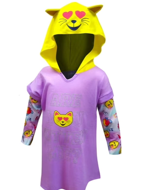 Komar Kids Girls Are You Kitten Me? Cat Lover Hooded Nightgown (6/6X)