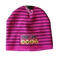 thumbnail image 1 of Emojination Girls Pink & Black Stripes Emoji Knit Beanie Winter Stocking Hat, 1 of 2
