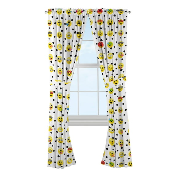 Emojination Microfiber Window Panels, Set of 2, 64-inch L
