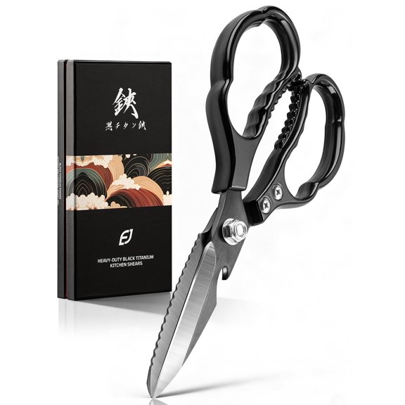 Emojoy Kitchen Scissors All Purpose, Kitchen Shears Titanium Heavy Duty for Food, Meat, Herb & Poultry, Japanese Steel Blades, Professional Multi-Purpose Cooking Scissors