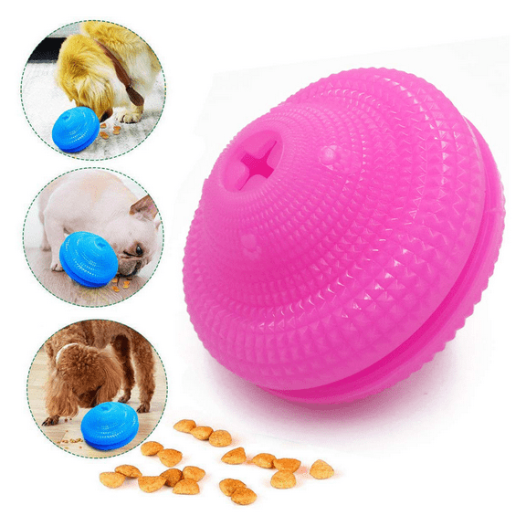Emoly Dog Teethbrush Chew Toy, Upgraded IQ Interactive Food Dispensing Puzzle Toys for Dogs Chasing Chewing Playing Small Medium Dogs Pets (Pink)