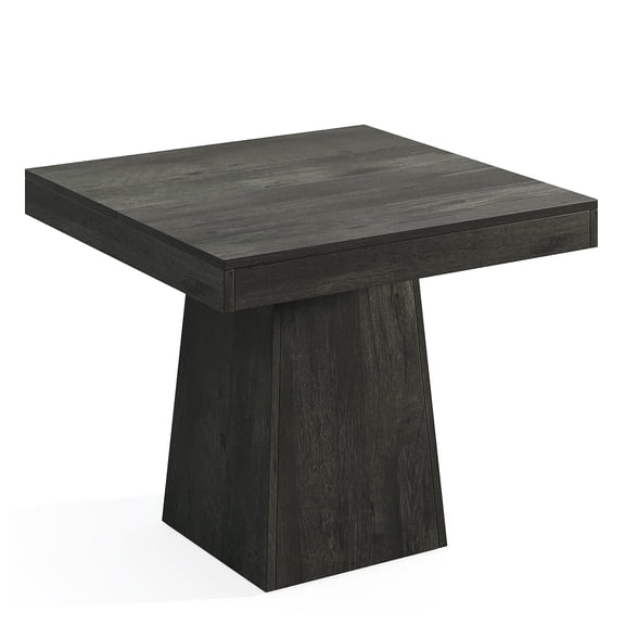 KIOOTTO 31.5" Slate Ash Architectural Square  80cm Compact Manor Dining Table with 10cm Ultra-Thick Gallery Top and Reinforced Monolithic Pedestal in Sterling Oak