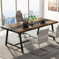 thumbnail image 1 of Emoottoo TB-F1969 70.87 in. Modern Rectangular Conference Table Executive Desk with Durable Metal Frame - Large - Rustic Brown & Black, 1 of 1
