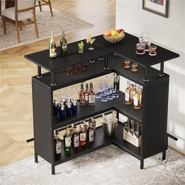 Emoottoo TB-C0723 36 x 48 in. L-Shaped Home Bar Unit with Footrest