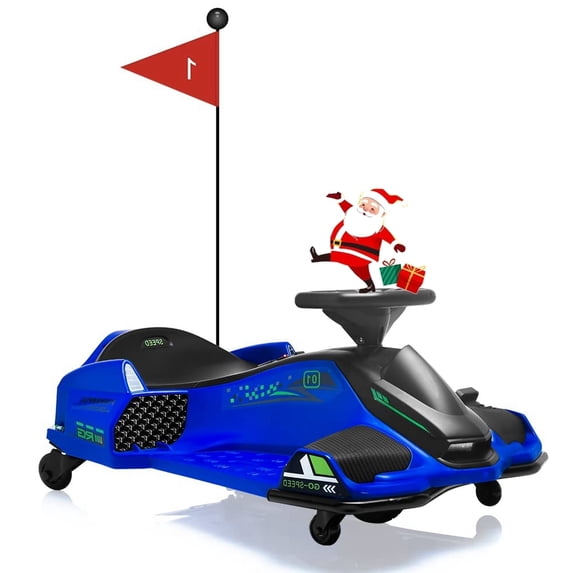 Emorefun 12V Battery Powered Drift Car, Low-Power Alarm, Load up to 110Lbs, for 6+ Years, Blue