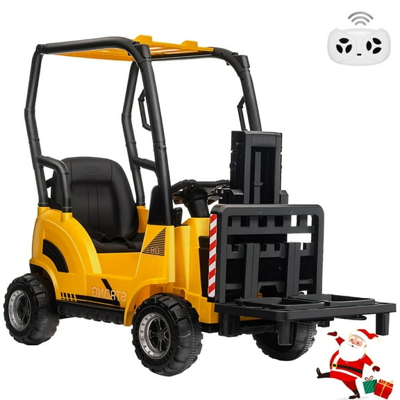 Emorefun 12V Battery Powered Forklift Car, Liftable Fork and Pallet,, Load up to 66Lbs,Tent,for 3-7 Years,Red