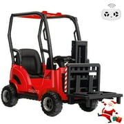 Emorefun 12V Battery Powered Forklift Car, Liftable Fork and Pallet,, Load up to 66Lbs,With Tent for 3-7 Years,Red