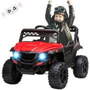 Emorefun 12V Ride on UTV with Remote for Ages 3+, Battery Powered Electric Off-Road Truck with LED Headlights, Music, Horn