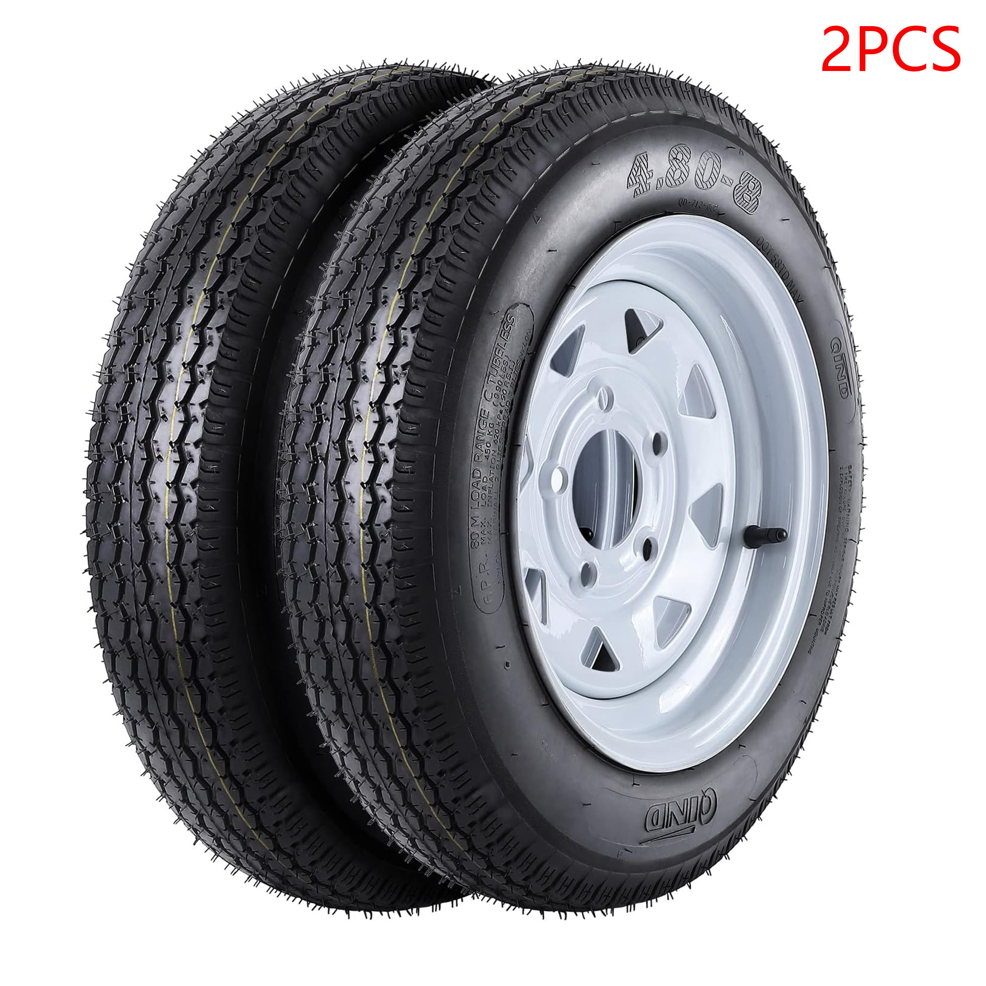 R&CO DOT2022 – Ruota Completa Per Rimorchio 4.00-8 / 4.80-8 – 4x100, Foro Centrale 63 Mm