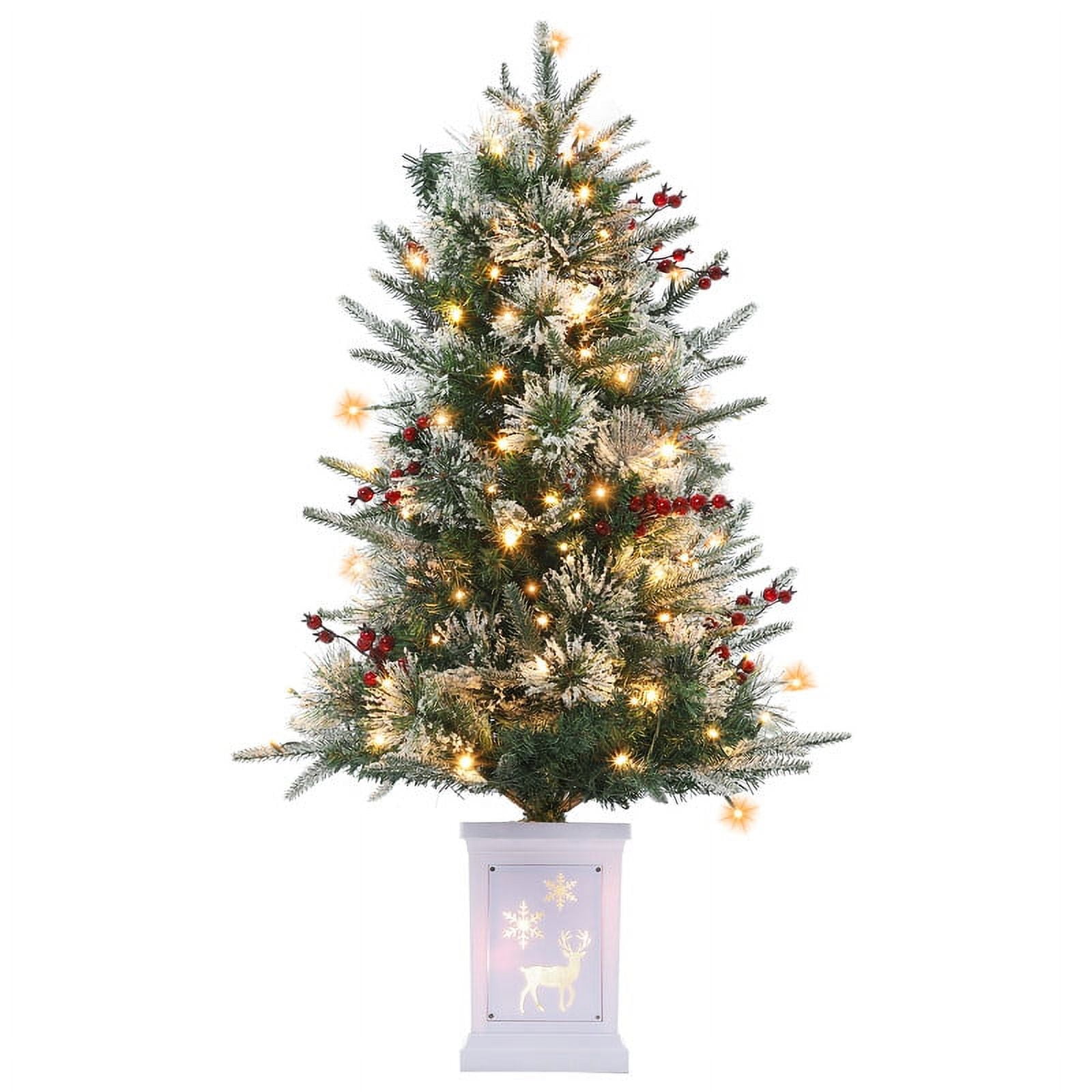 Emorefun 3 Ft PreLit Artificial Christmas Trees With Lighting Potted