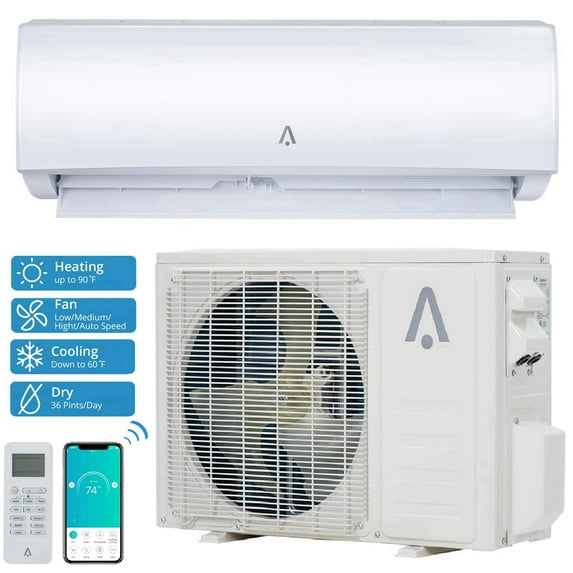 Emorefun 36000 BTU Smart Inverter Mini Split Air Conditioner & Heater, 2500 Sq.Ft Coverage
