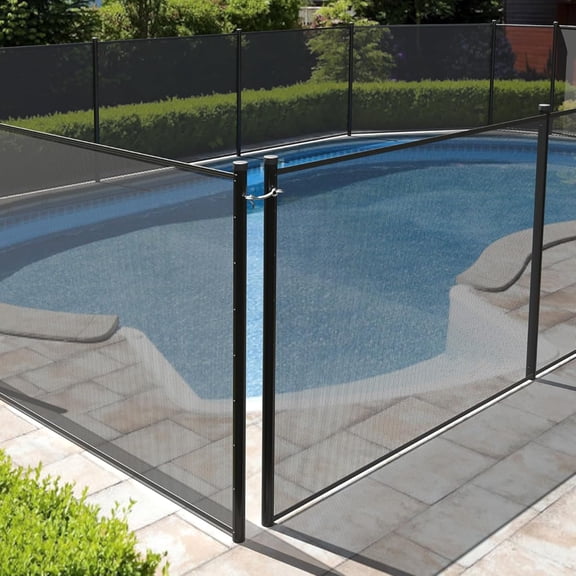 Emorefun 4' x 48' Fence for Inground and Above Ground Pool, Mesh Pool Safety Fence with Aluminum Legs, Black