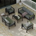 thumbnail image 1 of Emorefun 5 Piece Patio Furniture Set, Aluminum Outdoor Furniture with Armrests & Thick Cushions for Porch, Lawn, Backyard, Dark Gray, 1 of 8