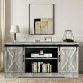 thumbnail image 1 of Emorefun 59" Farmhouse Sliding Barn Door TV Stand for TVs up to 65", Rustic Gray, 1 of 8