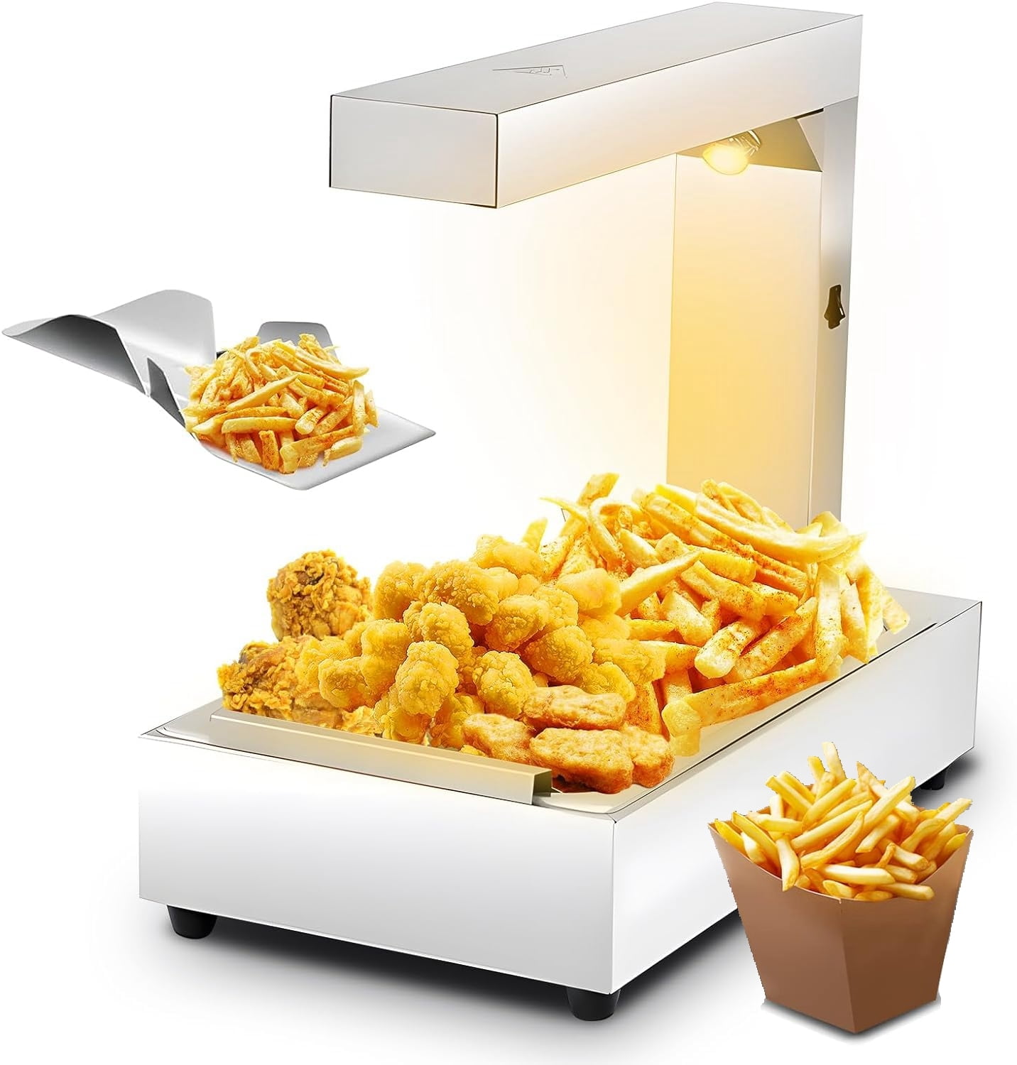 Emorefun Commercial Fried Chicken Warmer with Light, 1000W French Fry Food Warmer, Countertop