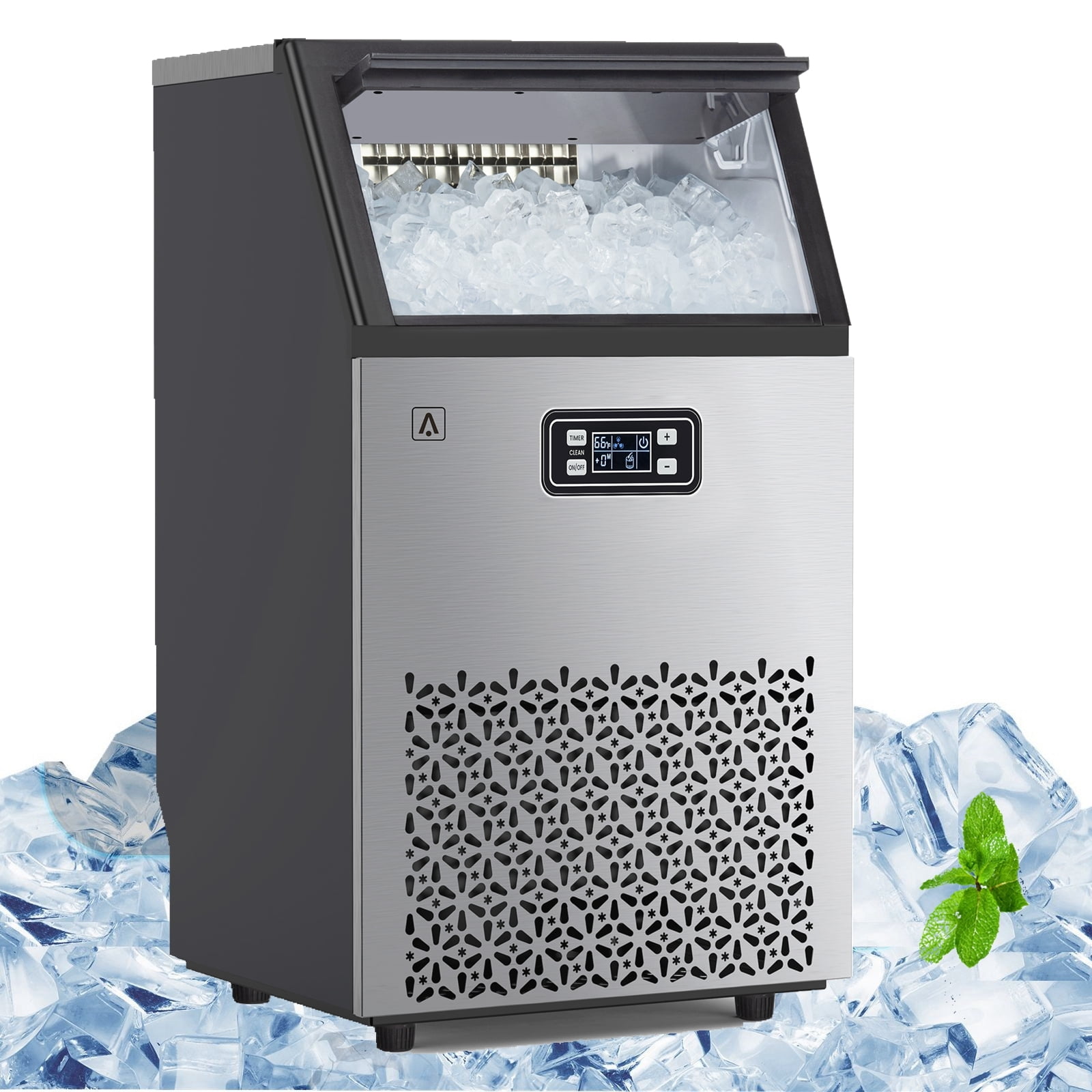 Emorefun Commercial Ice Maker Machine, Stainless Steel Under Counter