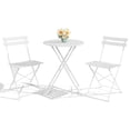 thumbnail image 1 of Emorefun Foldable Patio Set, 3 Piece Small Bistro Set with Round Table for Outdoor & Indoor, White, 1 of 7