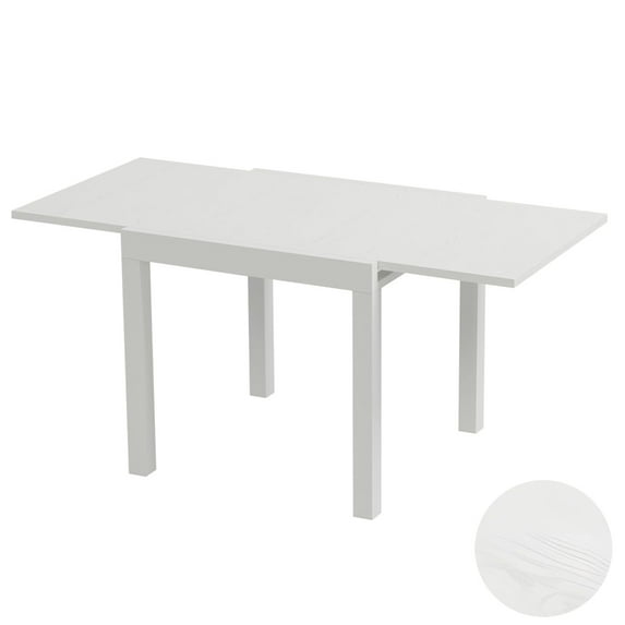 Emorefun Outdoor Expandable Dining Table, 31.5"-63" Rectangular Dining Table for 4-6 Person, White