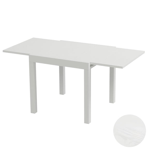 Emorefun Outdoor Expandable Dining Table, 31.5"-63" Rectangular Dining Table for 4-6 Person, White
