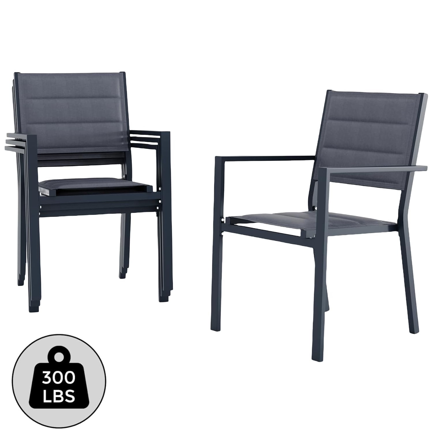 Yaheetech Set Of 2 Patio Dining Chairs, Outdoor Stackable Patio Chairs With Backrest/Armrests, All Weather Chairs For Garden/Lawn /Porch/Backyard Pool, Gray