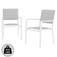 thumbnail image 1 of Emorefun Stackable Patio Chairs, Metal Outdoor Chairs with Armrest & Wider Seat for Balcony, Garden, Backyard, White/Light Gray (Set of 2), 1 of 8