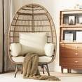 thumbnail image 1 of Emorefun Wicker Egg Chair, Oversized Lounge Chair with Stand & Cushions for Balcony Porch Patio Backyard, Off-White, 1 of 8