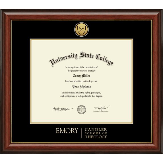 Emory University Candler School of Theology Diploma Frame, Document Size 17" x 14"