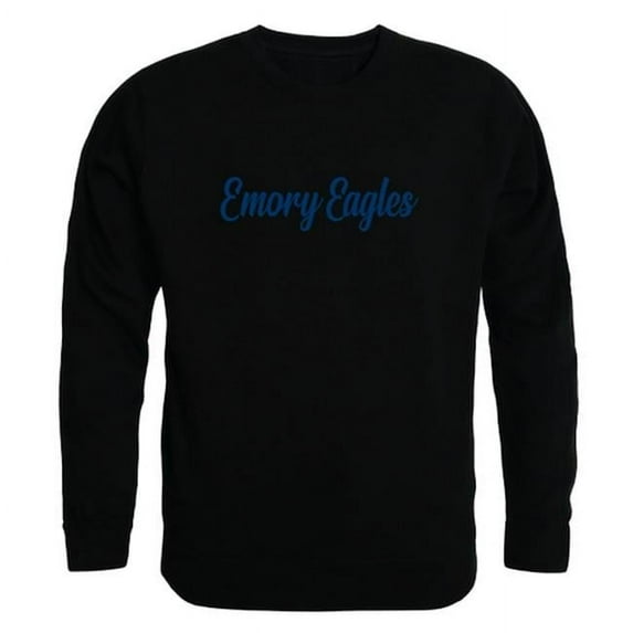 Emory University Script Crewneck T-Shirt, Black - Medium