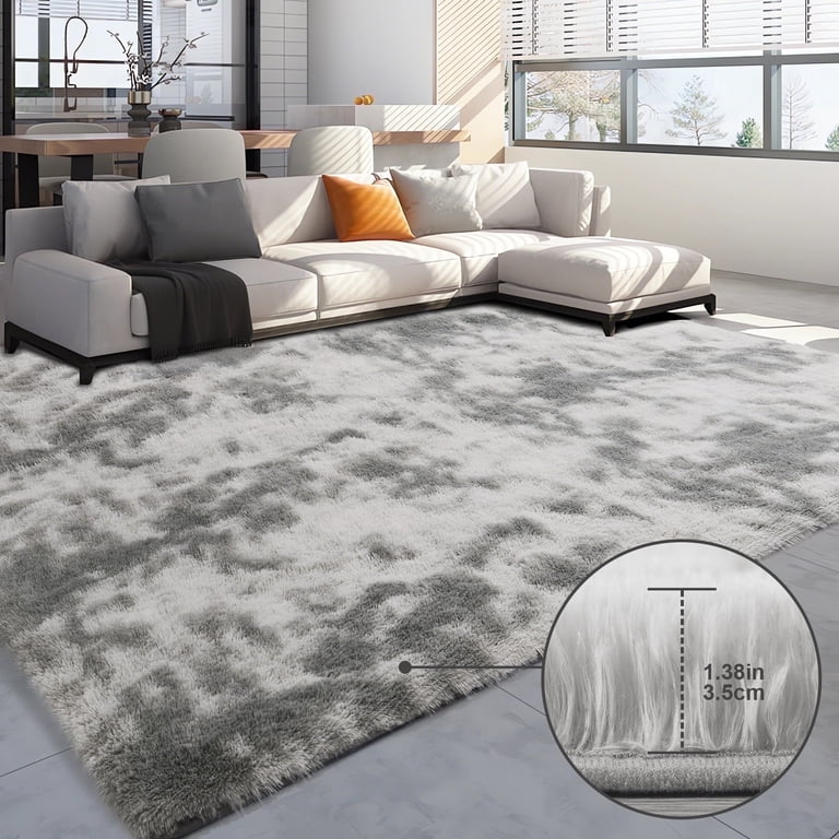 Free Shipping! Emossie Large Grey 5x8 ft Washable Shag Rug for