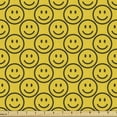 thumbnail image 1 of Ambesonne Funny Faces Fabric by the Yard Upholstery, Art Smiling Characters, 1 Yard, Dark Army Green Yellow, 1 of 4