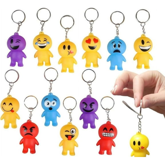 Emoticon Guy Keychains for Key and Backpacks (12 Pack)