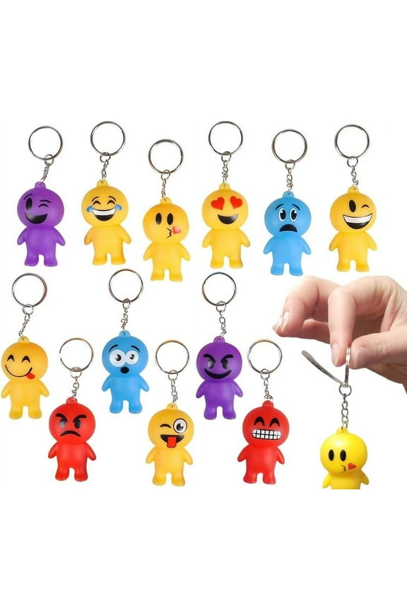 Emoticon Guy Keychains for Key and Backpacks (12 Pack)