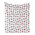 thumbnail image 1 of Emoticon Soft Flannel Fleece Throw Blanket, Beauty Illustration of Open Close Eyes in Hand Drawn Style with Hearts and Lips, Cozy Plush for Indoor and Outdoor Use, 50" x 70", Multicolor, by Ambesonne, 1 of 5