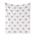 thumbnail image 1 of Emoticon Soft Flannel Fleece Throw Blanket, Cat Faces Pink Heart Shaped Eyes Romantic Animal Kitty Mascot in Love, Cozy Plush for Indoor and Outdoor Use, 70" x 90", Pale Grey Pink White, by Ambesonne, 1 of 5