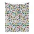 thumbnail image 1 of Emoticon Soft Flannel Fleece Throw Blanket, Pop Art Hand Drawn Cartoon Eye Ice Cream Rainbow Donut Lip Heart Banana Ghost, Cozy Plush for Indoor and Outdoor Use, 60" x 80", Multicolor, by Ambesonne, 1 of 5