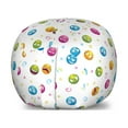 thumbnail image 1 of Emoticon Storage Toy Bag Chair, Round Faces in Different Colors with Various Expressions Crying in Love Bored Cool, Stuffed Animal Organizer Washable Bag, Large Size, Multicolor, by Ambesonne, 1 of 3