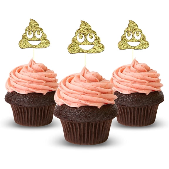 Emoticon emojis Cupcake Topper 12 Pack Cupcake Topper Decoration Cake Gold
