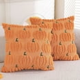 thumbnail image 1 of Emotion Fall Pumpkins Decorative Pillow Cover 18x20" Set, Beige Soft Plush Faux Fur Wool Farmhouse Throw Cushion Cases for Autumn Thanksgiving Holiday Home Decorations, 1 of 6